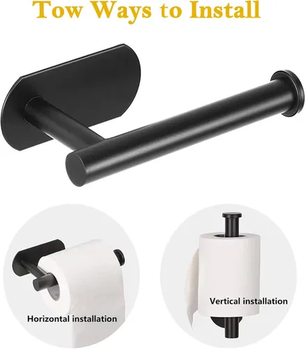 Miniatura 2 de WYSE Soporte de papel higiénico negro autoadhesivo, soporte para papel higiénico para baño, portarrollos de papel higiénico, acero inoxidable SUS304