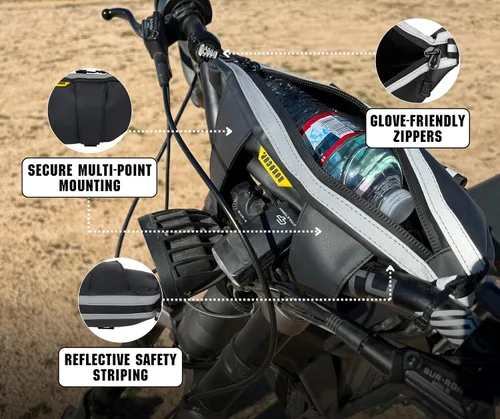 Miniatura 2 de ROBOCUP Bolsa de Manillar para Motocicletas de Aventura, Motos de Cross, ATV, eBikes Almacenamiento de 2L para Herramientas, Teléfono, Llaves