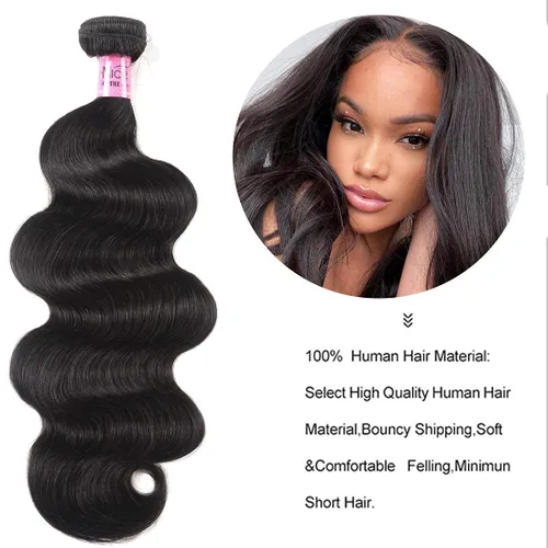 Miniatura 8 de UNice 4 manojos de cabello humano brasileño ondulado, 100% real, sin procesar, extensiones de cabello humano virgen, color negro natural, 20, 22