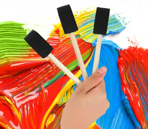 Miniatura 5 de 40 pinceles de espuma, pinceles de pintura de espuma de 1 pulgada, cepillo de esponja de mango de madera, pinceles para pintar para manchas