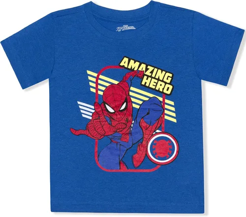 Miniatura 2 de Marvel Conjunto de camiseta y pantalones cortos de Spiderman para niños pequeños y pequeños, azulrojo
