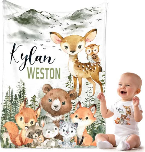 Miniatura 19 de MDPrints - Mantas de bebé personalizadas para niños, manta de bebé personalizada con nombre, regalo de guardería para recién nacidos, forro polar