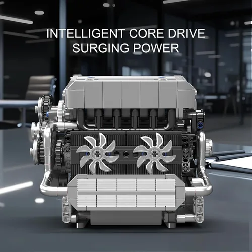 Miniatura 2 de Mould King 10213 V8 Kit de construcción de modelo de motor, motor mecánico inteligente de chip con pistones móviles y cigüeñal, más de 744 piezas