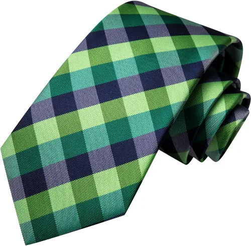 Miniatura 221 de Hi-Tie Corbata clásica de cachemira para hombre con pañuelo y gemelos a cuadros