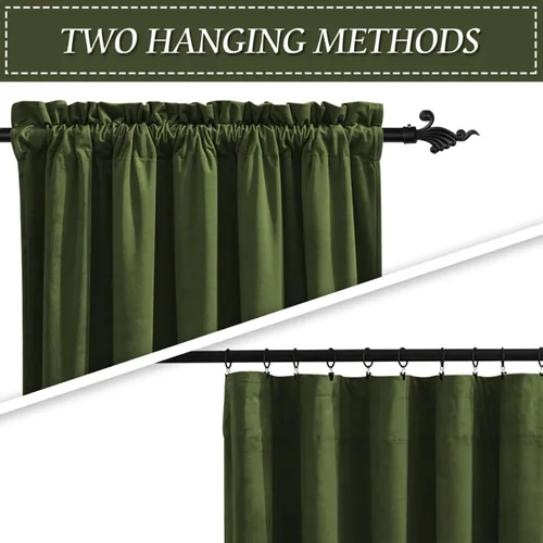 Miniatura 3 de RYB HOME Cortinas de terciopelo verde oliva de 72 pulgadas de largo, cortinas opacas con aislamiento térmico, tratamiento de ventana, decoración