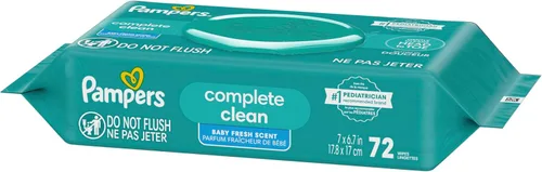Miniatura 10 de Pampers Toallitas para bebé, limpieza completa y perfumada para bebé, limpia suavemente de la cabeza a los pies, 72 en total (1 paquete abatible)