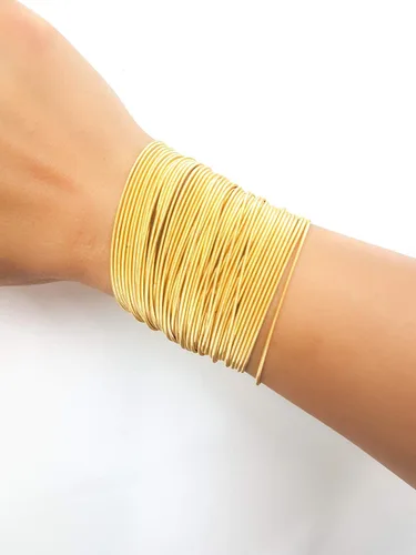 Miniatura 4 de Gold Guitar String Coil Bracelets Stack Stainless Steel Set Layered Thin