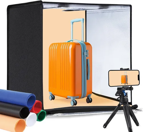 Miniatura 17 de Caja de luz, PULUZ 11.8"/30cm Caja de luz para estudio fotográfico, caja de luz portátil con brillo ajustable, caja de luz profesional plegable