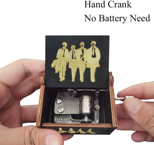 Miniatura 5 de Bolunlun Caja de música de los Beatles, caja de música de madera con manivela, juguetes de madera para fanáticos de las estrellas, regalos