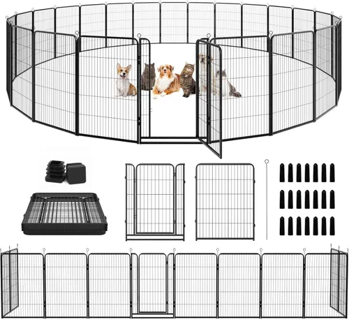Miniatura 11 de Kfvigoho Corralito para perros para exteriores, extra ancho, 12 paneles de alta resistencia con revestimiento antioxidante, valla para perro