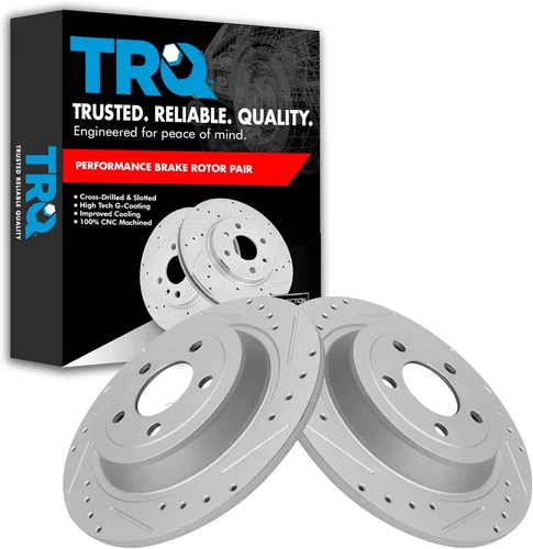 Miniatura 389 de TRQ Juego de rotores de freno de rendimiento trasero con revestimiento G premium compatible con Mazda 6 2014-2021