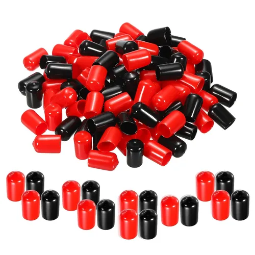 Miniatura 67 de MECCANIXITY 50 unids tapas de goma Surtido de 0.079 in PVC vinilo tornillo rosca protector para tornillo tornillo negro rojo