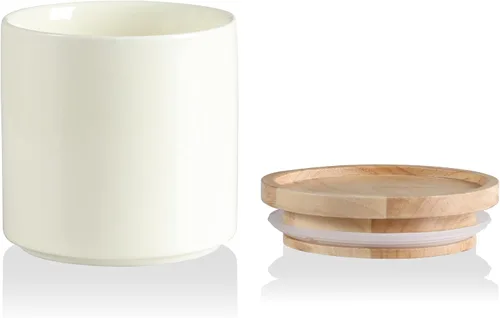 Miniatura 87 de Sweejar Kitchen Canisters - Tarro de cerámica para almacenamiento de alimentos, recipientes apilables con sello hermético y tapa de madera