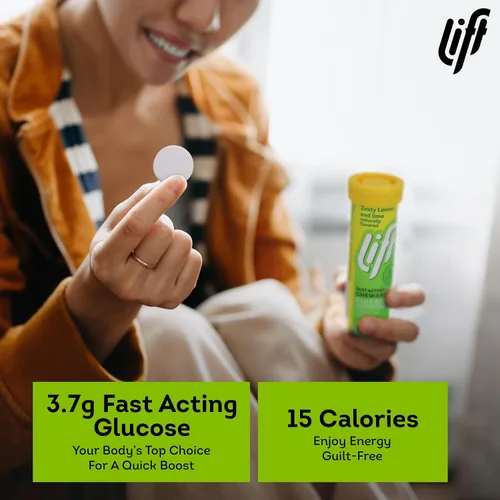 Miniatura 3 de Lift Glucosa, tabletas energéticas masticables de glucosa de acción rápida, limón y lima, tubo de 10 unidades (paquete de 12)