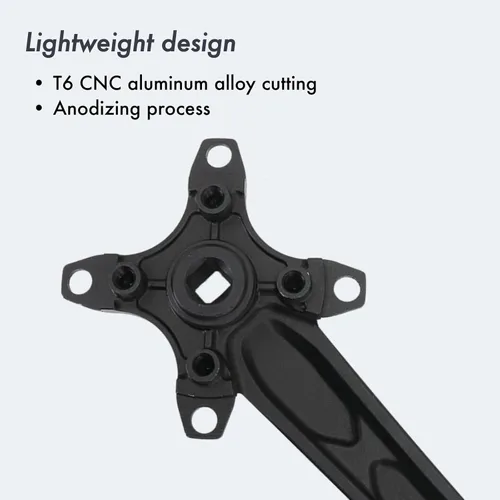 Miniatura 5 de DJC MTB - Juego de bielas cuadrado con agujero cónico 104BCD con plato 32 34 36 38T 6.693 in 6.890 in Bielas aluminio negro rojo
