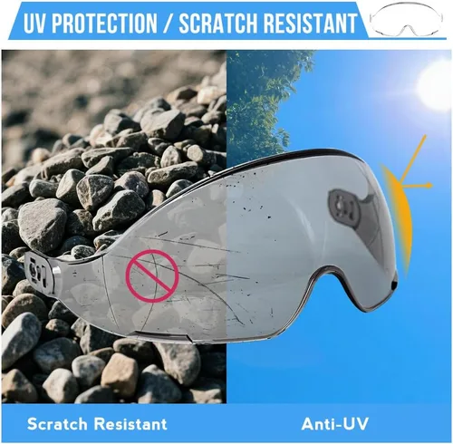 Miniatura 5 de AOLAMEGS Casco de seguridad para casco de protección de casco de protección EN 166 aprobado negro lente parasol protector de ojos bloque polvo y luz