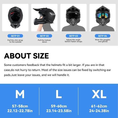 Miniatura 8 de SPARK Casco de motocross y ATV para adultos, casco de motocross certificado por DOT con liberación rápida, diseño ligero todoterreno para motocross