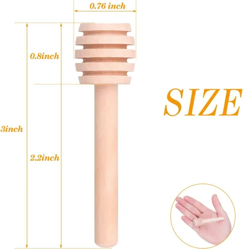 Miniatura 2 de Paquete de 50 mini palitos de madera para miel de 3 pulgadas, envueltos individualmente, perfectos para bodas, fiestas de fiestas, cuchara en tarro