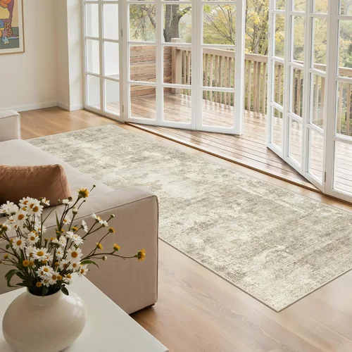 Miniatura 193 de Alfombra de pasillo Soalmost 2'6" x 10' lavable, alfombra antideslizante para cocina, baño, lavandería, alfombras vintage ultra delgadas para Beige
