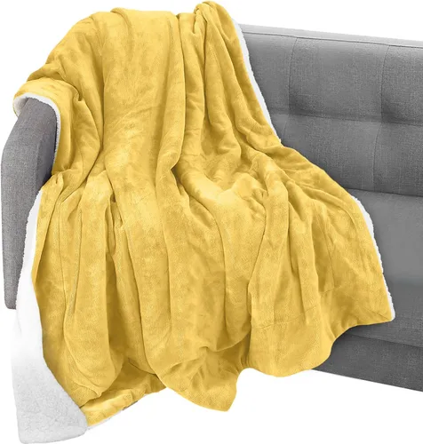 Miniatura 41 de Elegant Comfort Manta reversible de franela sherpa, ultrasuave, mullida, acogedora y afelpada, manta decorativa ligera para todas las estaciones, 50