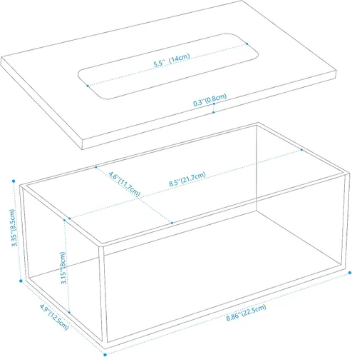 Miniatura 3 de SANRUI Caja de pañuelos faciales de acrílico transparente con tapa superior de 0.315 in, organizador rectangular para dispensadores de servilletas