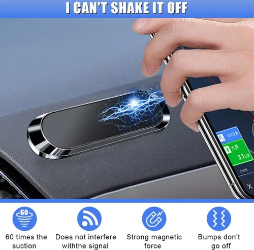 Miniatura 4 de Soporte magnético para teléfono en el coche, soporte plano adhesivo para teléfono en el coche con placa metálica para salpicadero y pared, soporte