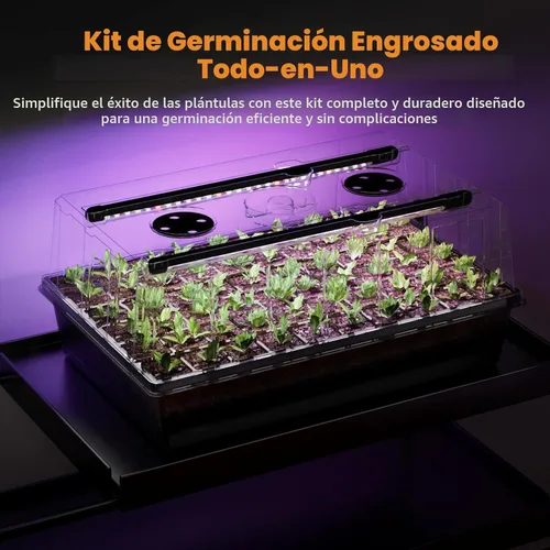 Miniatura 7 de Patigrow Bandeja de inicio de semillas de riego automático de 120 celdas con luz de crecimiento, kit de inicio de semillas con cúpula de humedad