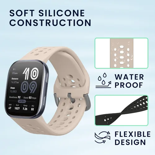 Miniatura 4 de kwmobile Correa compatible con Amazfit Bip 6 / Bip 5 Unity/Bip 5 / GTS 3 / Balance 2 / Correa de repuesto de silicona para reloj - Negro/Gris oscuro