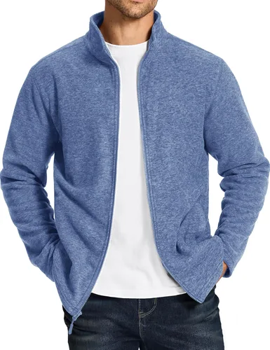 Miniatura 3 de TACVASEN Chaquetas de forro polar para hombre, chaqueta ligera con cremallera completa, abrigos casuales suaves y cálidos con bolsillos