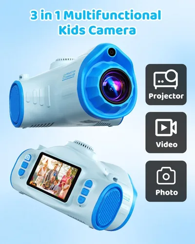 Miniatura 4 de Cámara para niños con proyector, videocámara de video digital 1080P, cámara fotográfica de 48 MP, cámara portátil para niños pequeños, regalo de Azul