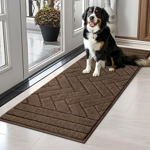 Miniatura 11 de Tindbea Tapete para perro para patas fangosas, absorbe la humedad, la suciedad, antideslizante, lavable, tapete de barro para perros, parte trasera