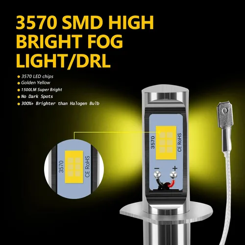 Miniatura 5 de AUXLIGHT H1 Bombillas LED antiniebla DRL, 3000 lúmenes, bombillas de repuesto extremadamente brillantes para automóviles, camiones, amarillo dorado
