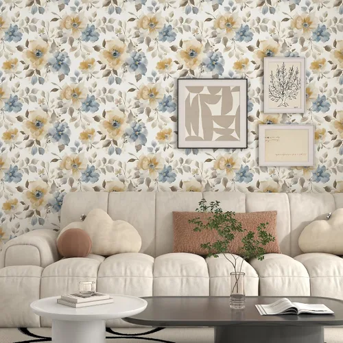 Miniatura 4 de Papel tapiz floral para despegar y pegar, papel de contacto bohemio de 17.3 x 197 pulgadas, papel de contacto bohemio grande para dormitorio, flores