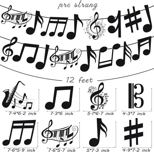 Miniatura 5 de Cartel musical para fiesta de cumpleaños, fiesta musical, cartel musical, decoración con recortes para conciertos de música, suministros para fiesta