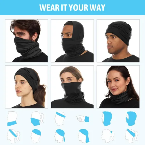 Miniatura 5 de Awumbuk Polaina para el cuello para hombres y mujeres, paquete de 6 máscaras faciales transpirables para protección solar UV bandana bufanda