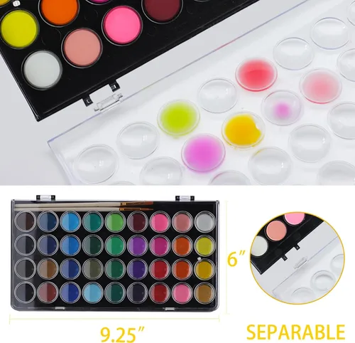 Miniatura 3 de Artecho Juego de pintura de acuarela de 36 colores con 3 pinceles, lavable, diseño de viaje, perfecto para hacer tarjetas, ilustraciones, pintura