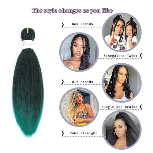 Miniatura 4 de Callia Cabello trenzado preestirado de 14 pulgadas, 8 paquetes de cabello sintético preestirado profesional ombré, libre de picazón, extensiones