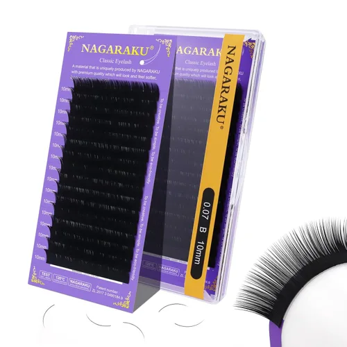 Miniatura 208 de NAGARAKU Extensiones de pestañas, pestañas individuales, 0.05mm, rizo D, 15mm, clásico, negro mate, suave, natural, profesional, 16 filas, 0.05-D