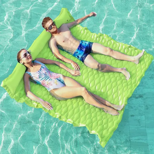Miniatura 9 de Jasonwell Flotadores flotantes para piscina, flotador inflable gigante para piscina, balsa de lago, sala de estar, flotador, tumbona, playa, Verde