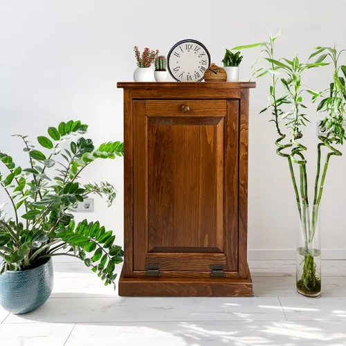Miniatura 2 de Armario de basura inclinable de madera de Peaceful Classics - Gabinete extraíble de madera, papelera decorativa para cocina, dormitorio y patio