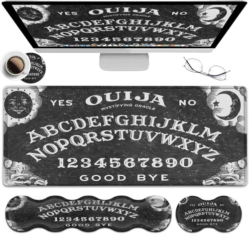 Alfombrilla de mouse para juegos XXL, alfombrilla de escritorio grande Ouija Board Witch extendida, alfombrilla de mouse de goma antideslizante con