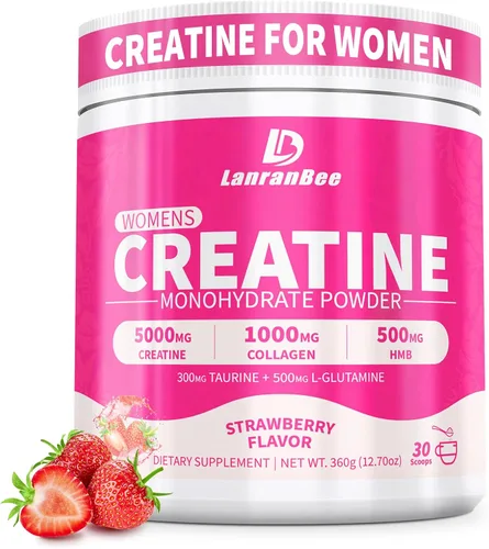 LanranBee Creatina HMB para mujeres, 0.18 oz de creatina micronizada monohidrato en polvo con colágeno suplemento para el entrenamiento para apoyo