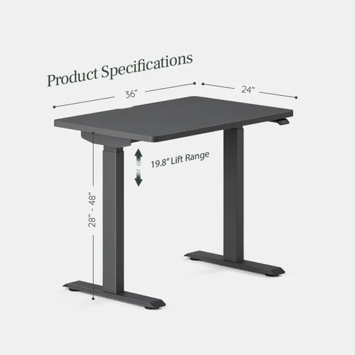 Miniatura 2 de Branch Duo - Escritorio de Pie de 36 Pulgadas - Escritorio de Pie Ajustable con Rango de 20" - Panel de Control OLED - Diseño Sin Marco