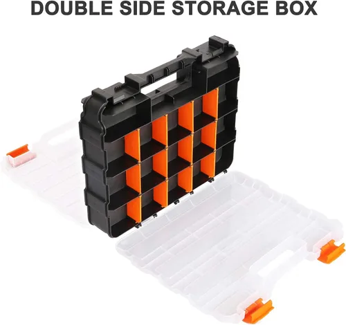 Miniatura 5 de Mayouko Organizador de herramientas de doble cara, separadores de plástico extraíbles personalizables, almacenamiento de caja de hardware, excelente