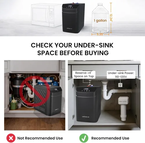 Miniatura 4 de Dispensador de agua caliente instantáneo WINTEMP, tanque de acero inoxidable de 3.4 cuartos con grifo de agua fría y caliente debajo del fregadero