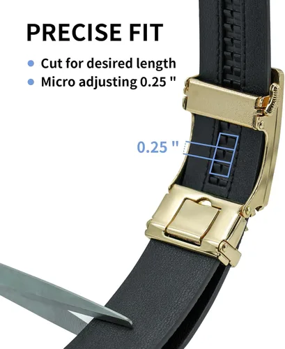 Miniatura 3 de Cinturones de cuero con trinquete para hombre, cinturón ajustable para jeans casuales