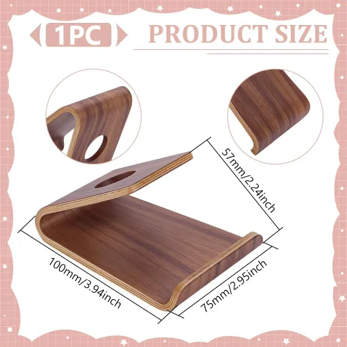 Miniatura 2 de Soporte para teléfono celular de madera de nogal de 2.95 pulgadas, soporte para teléfono inteligente, soporte de escritorio, soporte para teléfono