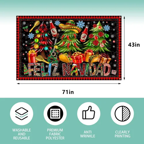 Miniatura 2 de Decoraciones de Feliz Navidad, telón de fondo para fotografía, pancarta de Navidad mexicana, decoraciones de Navidad y suministros para fiesta