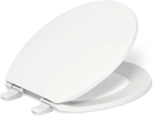 KOHLER K-4775-0 Brevia - Asiento de inodoro redondo con bisagras de liberación rápida y accesorios de fijación rápida para una fácil limpieza, color