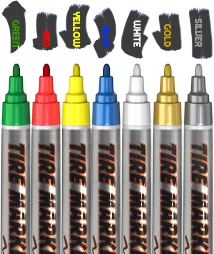 Miniatura 3 de MC MOTOPARTS Permanente Blanco Rojo Azul Verde Amarillo Neumático Marcador Lettering Pintura Herramienta Automotriz Motocicleta Cuidado Kit